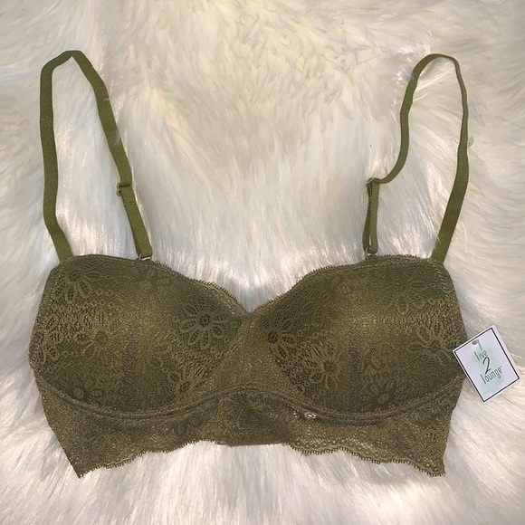 Olive Green Lace Bra - Picture 1 of 4